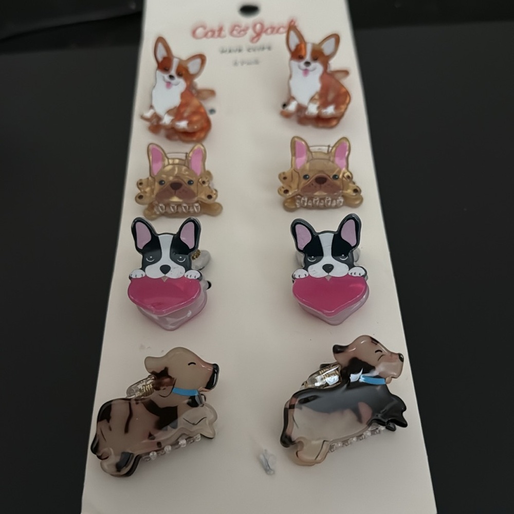 Dog Hair Clips - Adorable Set of 4 (8 total)- Corgi, French Bulldog, Yorkie, etc